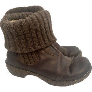 El Naturalista Yggdrasil Boots Womens 5 Brown Leather Fold Sweater Ankle…